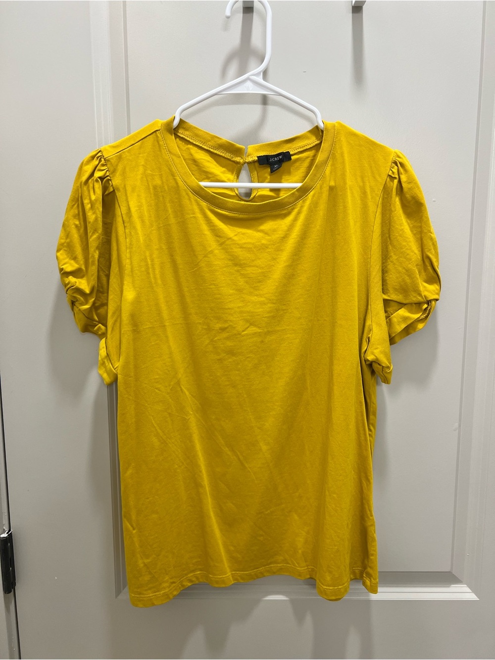 J. Crew Yellow Puff-Sleeve Tee - Golden Yellow Women's Top 100% Cotton